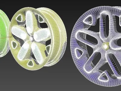 Wheel disk 3d model 3 in 1 3D model