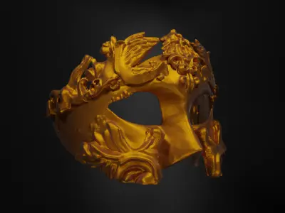 Rome Half Face Mask - Eternal City Medieval Embroidered Mask 3D print model