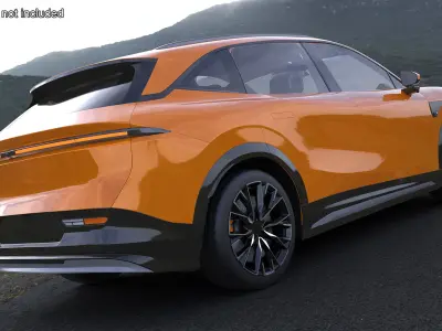 Electric SUV Sunset Orange Rigged 3D model