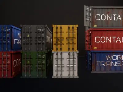 Game Ready Container Pack Low-poly 3D model