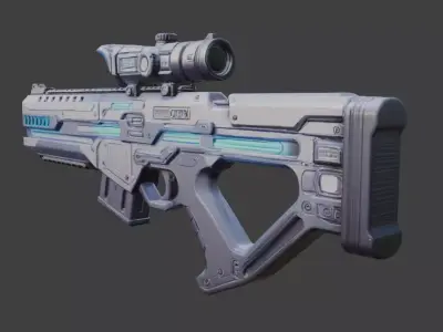 Cyberpunk Energy Weapon 3D Model Game Ready PBR 3D model