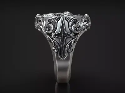 Virgo Zodiac Sign Ring Antique Sculpture Signet 3D print model