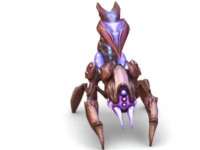 pink alien UFO mutant scorpion Low-poly 3D model