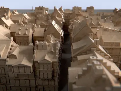 Paper Buildings and Building Model Kit Low-poly 3D model
