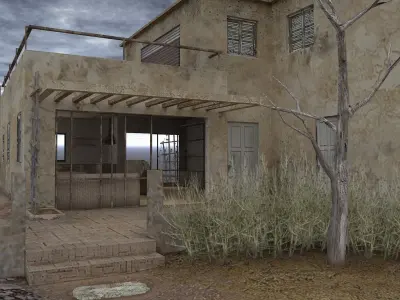 An abandoned private house Low-poly 3D model