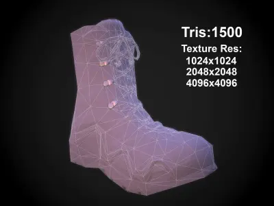 Military Boot Yellow Stripes Skin Low-poly 3D model
