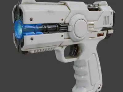 Stylized Sci-Fi Blaster Pistol 3D Low-poly 3D model