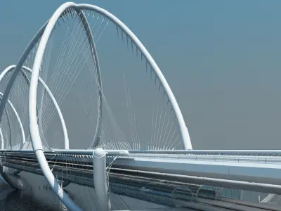 Futuristic Suspension Bridge HD 3D model
