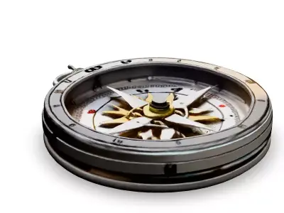 Realistic Silver and Gold Compass Low-poly 3D model
