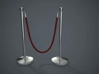 Crowd Control Stanchions PBR Game Ready Low-poly 3D model