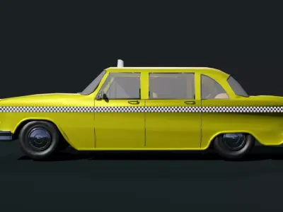 Retro New York Taxi 3D Blend FBX OBJ Low-poly 3D model