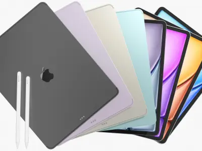 Apple iPad Air 13 2026 WiFi and Cellular with Pencils All Colors 3D model