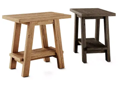 Kave Home Safara Cracked wood Footstool 3D model