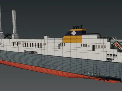 Wind propulsion RO-RO ship Delphine Low-poly 3D model
