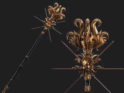 Staff of the dead Low-poly 3D model