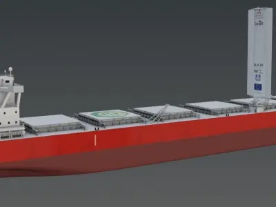 Wind-powered bulk carrier vessel 3D model Low-poly 3D model
