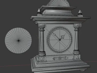 Antique table clock Low-poly 3D model