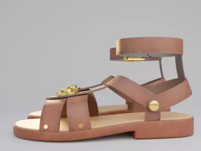 Roman Caligae Leather Sandals Low-poly 3D model