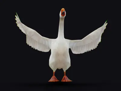 Goose Domestic Farm Animated Lowpoly Bird Animal Low-poly 3D model