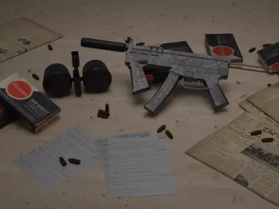HK smg 11 with attachments  Free low-poly 3D model