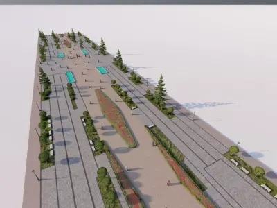 public park-Private Park Landscape 3D model 11