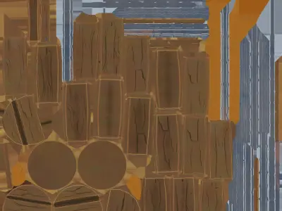 Stylized 3d box and barrel Low-poly 3D model