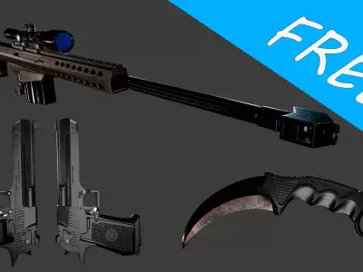 Gun Free Pack Free low-poly 3D model