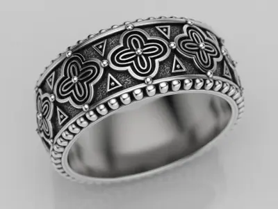 Stylish ring with antique patterns 225 3D print model