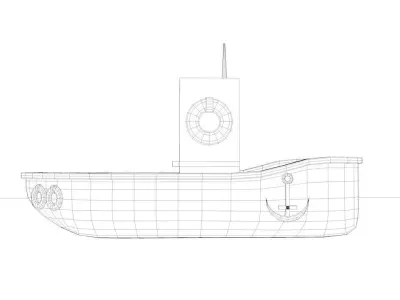 Lowpoly Ship boat with life preserver Low-poly 3D model