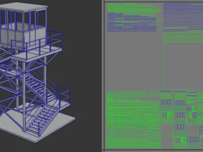 Military Watch Tower Low-poly 3D model