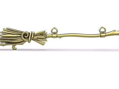 Witch Broom pendant 3D print model