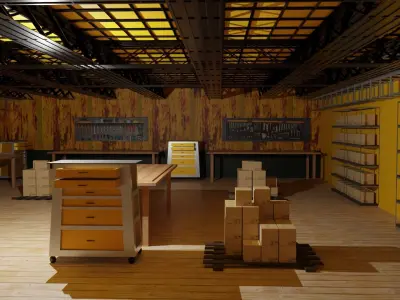 Workshop Low-poly 3D model