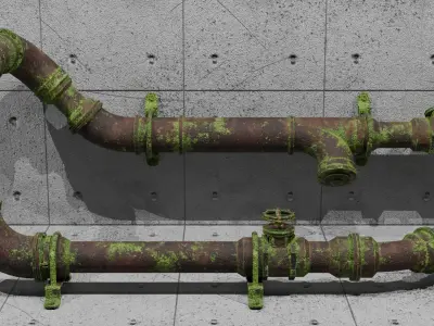 Game-Ready Modular Pipes Asset Low-poly 3D model