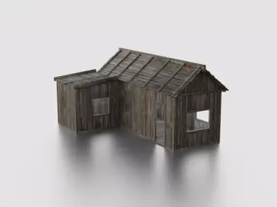 Old Wooden Medieval Building House 1 Low-poly 3D model