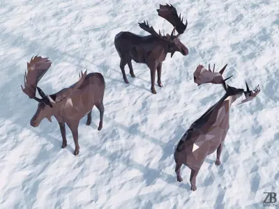 Lowpoly Moose 3D model