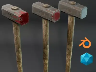 Low Poly Hammer Low-poly 3D model