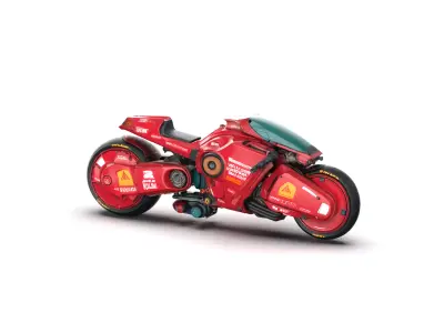 Night City Red Motorcycle Free 3D model