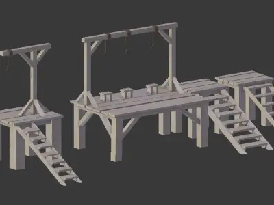 Set of Gallows Low-poly 3D model