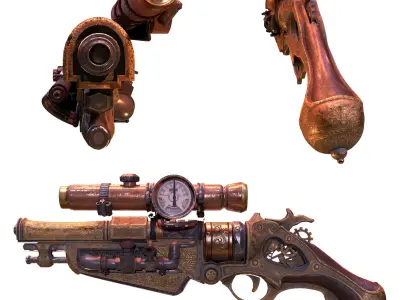 Victorian Vintage Handgun Low-poly 3D model
