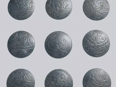 Gameready Spintria Ancient Roman Tokens Asset Low-poly 3D model