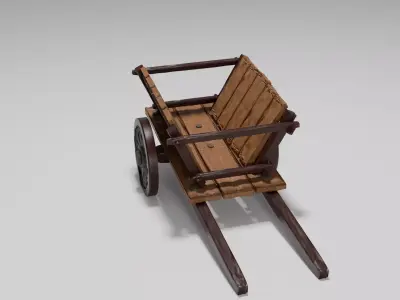Medieval Wooden Cart 3D model buy