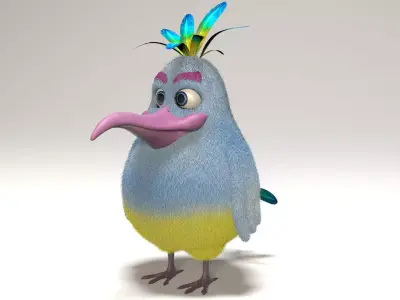 cartoon bird Low-poly 3D model get