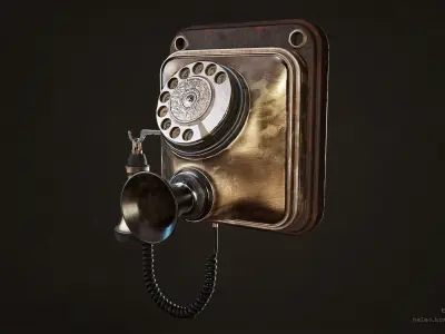Antique Telephone 19 century Low-poly Low-poly 3D model