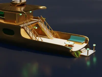 Golden yacht 3D model