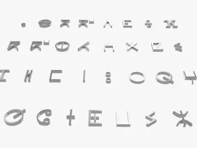 Metal Tifinagh Alphabet 3D model