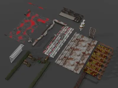 complete package of abandoned factory scenes Low-poly 3D model