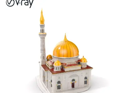 Golden Dome Mosque Architectural Model Pack Low-poly 3D model