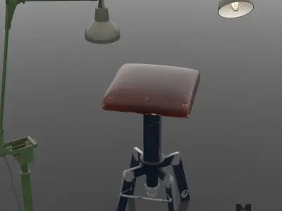 Industrial vintage bar sool Low-poly 3D model