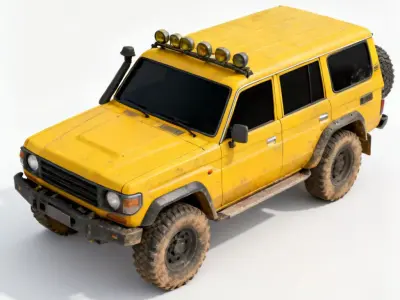 Realistic Yellow SUV 3D Model 3D Model Low-poly 3D model