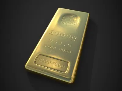 Gold Bar 1000g  Low-poly 3D model